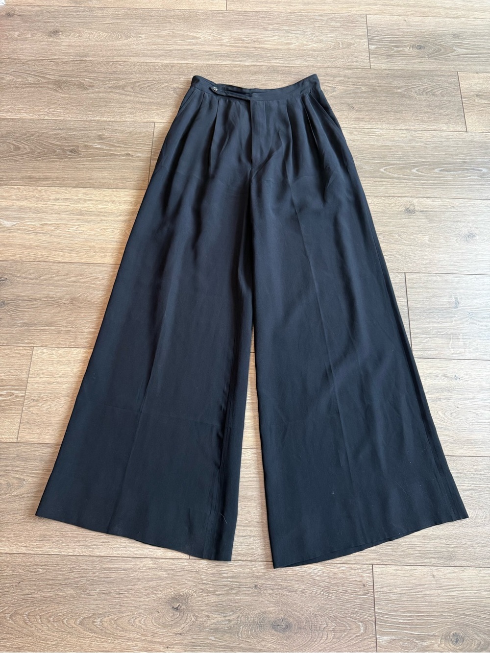 Ralph Lauren Black Wide-Leg Silk Trouser Pants US 6 / UK 10 - Picture 6 of 15